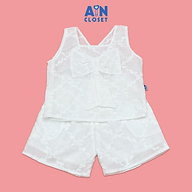 Bộ quần áo Ngắn bé gái họa tiết Lá Thêu Trắng Cotton - AICDBGVJ4UDF - AIN Closet