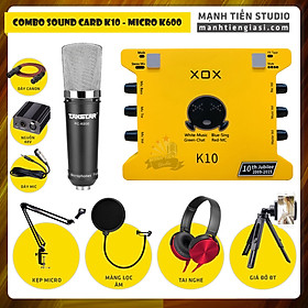 Combo thu âm, livestream Micro TakStar PC-K600, Sound card XOX K10 Jubilee