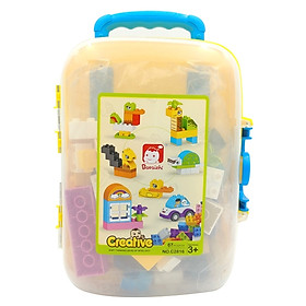Vali Mega Junior Blocks - Bé Ghép Hình Thông Minh 7 Nhân Vật - 67M C2816 - Màu Vàng