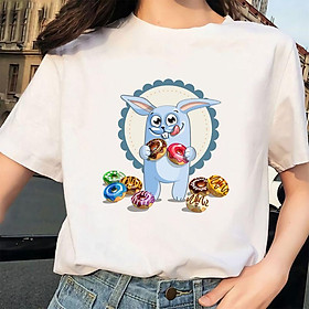 Áo phông nam nữ thỏ và bánh donut size XS-3XL 100% cotton