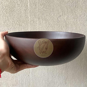 Mua Bát gỗ Keo nâu đen nguyên khối kích thước lớn (23x9cm) đựng Salad/món trộn/hoa quả/đồ khô