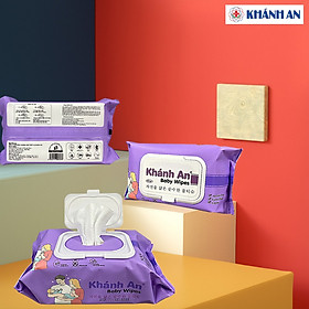 Khăn ướt Khánh An BABY WIPES mềm mại thơm mát cho da nhạy cảm trả lại làn da tươi mát đầy sức sống cho bé và cả nhà