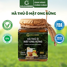 Hàng chính hãng - Hà thủ ô ngâm mật ong rừng GoldzHerbs, 100% mật ong nguyên chất – Hũ 300g/ Hộp 15 gói x 10g