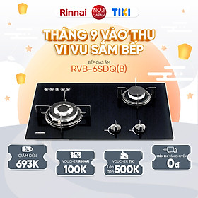 Bếp gas âm Rinnai RVB-6SDQ(B) mặt bếp kính và kiềng bếp men - Hàng chính hãng.