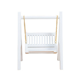 1/12 Scale Mini Wooden Porch Swing Model Scene Patio Dollhouse Accessories White