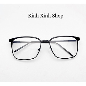 Gọng Kính cận, Kính giả cận Mắt vuông Kim loại Oversize form to chống ánh sáng xanh, chống lóa uv (ĐEN)