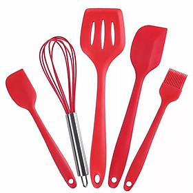 Bộ 5 chổi phới spatula silicon đỏ làm bánh