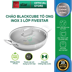 Chảo tổ ong chống dính 2 quai 3 lớp đáy liền inox 304 FiveStar Plush 24cm / 26cm /28cm , tặng 1 sạn inox