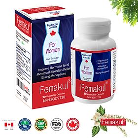 Femakul [CANADA] điều hòa nội tiết tố, đau đầu, bốc hỏa tiền mãn kinh, mãn kinh Hộp 30 viên