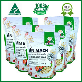 Combo 5 Bịch Yến Mạch Úc Tươi Mr Johnny 500g - Cho người ăn kiêng, giảm cân - Cán vỡ - Instant Oat (Xanh lá)