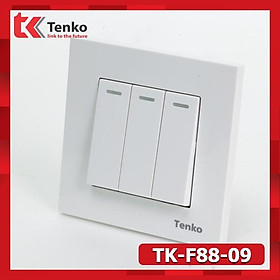 Công tắc âm tường 3 nút nhựa Acrylic Cao Cấp Tenko TK-F66-B-03 – Đế Vuông