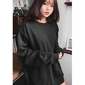 Áo Sweater Nam Nữ | Nỉ Bông Đen Chất Liệu Vải Cotton Trơn Đẹp Thời Trang Cao Cấp