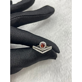 Nhẫn Đính Đá Sapphire thiên nhiên màu cam đậm Free Size  - MOON Jewelry