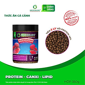 Thức ăn Cá La Hán GREENABC – Hàm lượng protein 40 kích bung đầu to, châu sáng, vảy rực rỡ – Hộp 350g