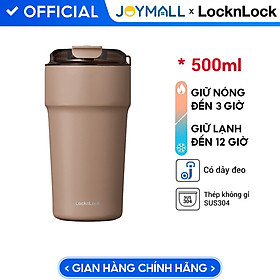 Ly giữ nhiệt 500ml LocknLock màu nâu LHC4357CHO Metro Cafe Tumbler, Hàng chính hãng, Thép 304 không gỉ, có dây đeo tay - JoyMall