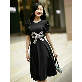 ĐẦM XÒE THIẾT KẾ THUN EO ĐÍNH NƠ KIM SA