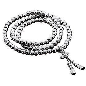Stainless Steel Buddha Beads Necklace Chain Durable Waterproof 48cm