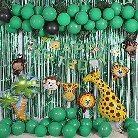 Bộ trang trí sinh nhật khu vườn thú cho bé - Phụ kiện trang trí tiệc thôi nôi - Bong bóng happy birthday - Chữ trang trí đầy tháng - Tiệc sinh nhật cho bé trai bé gái cute - Set bóng trang trí party sự kiện