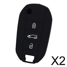 2x Silicone Cover Fit for  Folding Remote Key Fob Case Shell Black