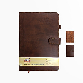 Sổ da Minh Châu cao cấp vân vuông, dọc sổ - Giao màu ngẫu nhiên (mã 188)