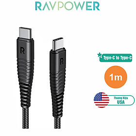 Dây Cáp Sạc Nhanh USB Type-C to Type-C RAVPower 1m RP-CB047 - Hàng Chính Hãng