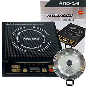Bếp Điện Từ 1800W Apechome - Kèm Nồi Lẩu Inox Nắp Kính 28cm- Hàng Nhập Khẩu