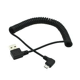 90 Degree Angle USB 2.0 Male to 90 Degree Right Angle Micro USB 5 Pin Male Charge and Sync Coiled Spiral Cable