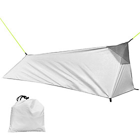 Túi ngủ cắm trại ngoài trời, Lều ngủ đơn bằng vải oxford 210D chống nước-Màu Xám & trắng