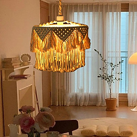 Macrame Lamp Shade Pendant Light Cover Nordic Hand Woven Bohemian Style Lampshade Pendant Light Shade for Wedding Nursery Party Home Decor