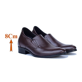 Giày Tăng Chiều Cao Nam T&TRA Tăng Cao 8Cm- S1017 Nâu Tối