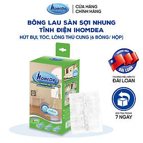 Bông lau nhung dài tĩnh điện iHomeDa ( 1 hộp/ 6 miếng khăn ) - iHomeDa long fibre dry floor wiper ( 1 box/ 6 cloths)