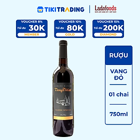 Rượu Vang Đỏ Đà Lạt Ladofoods Classic Special Red Wine 750ml 12% - Không Kèm Hộp