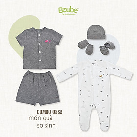 Combo SS02 quà tặng các em bé sơ sinh vừa chào đời màu sắc xinh xắn Boube, Vải cotton organic thoáng mát - Size Newborn