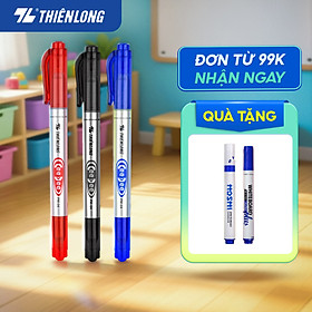 Combo 5/10/20 Bút lông dầu 2 đầu bút Thiên Long PM-04 bám dính tốt trên các vật liệu: Giấy, gỗ,nhựa, thủy tinh, gốm, sứ