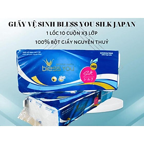 Giấy vệ sinh Bless You Silk Japan x3 Lớp 1lốc 10 cuộn