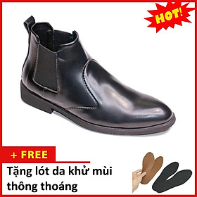 Giày Chelsea Boot Nam Cổ Chun Da Nhám Màu Đen Đế Khâu Rất Chắc Chắn - CB520-NHAMCHUN