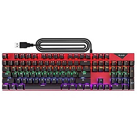 USB Wired Gaming RGB Mechanical Keyboard 104 Key LED Backlit Multi Color - Red