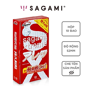 Bao Cao Su Gai Kéo Dài Thời Gian Của Nhật Bản Sagami Xtreme Feel Long (Hộp 10 Chiếc) Không Mùi Cao Su  - Tặng 1 Chiếc BCS Power Men - Che Tên Sản Phẩm