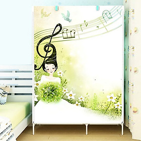 Tủ vải quần áo 2 buồng 6 ngăn họa tiết 3d