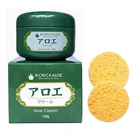 Combo kem dưỡng da lô hội Nhật bản Biorica ( 120g) + 2 miếng mút rửa mặt tiện lợi