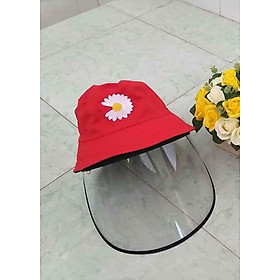 Mũ, nón vải thêu có tấm kính trong suốt chống dịch, chắn khói bụi- MẪU HOA CÚC(NHIỀU MÀU)