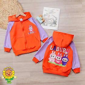 Áo khoác bé gái hình Labubu từ 9-43kg. Chất thun da cá thoáng mát -Kiến Lửa
