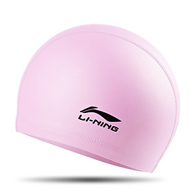 Li Ning (lining) swimming cap for men and women comfortable long hair PU coated swimming cap LSJK858-6 pink