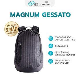 Balo laptop Tucano Magnum Gessato 15.6 inch, có cáp sạc USB, thương hiệu Ý, bảo hành 2 năm