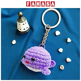 Móc Khoá Len Thủ Công Hình Cá Heo - Màu Tím