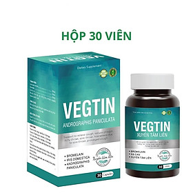 Vegtin Xuyên Tâm Liên - Hỗ trợ giảm ho, giảm ngứa họng, viêm họng  - CHAI 30V