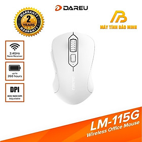 Chuột Không Dây Dareu LM115G White (Màu Trắng) - Hàng Chính Hãng