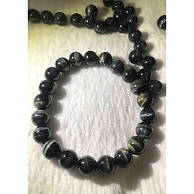 VÒNG TAY MAY MẮN ĐÁ MẮT HỔ TỰ NHIÊN MÀU ĐEN XANH 8MM NỮ MỆNH THỦY VÀ MỆNH MỘC 