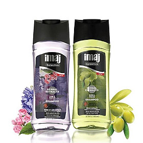 Combo 2 chai dầu gội thảo dược 2 trong 1- Dành cho mọi loại tóc, tóc nhuộm và tóc mỏng - imaj - Hàng chính hãng
