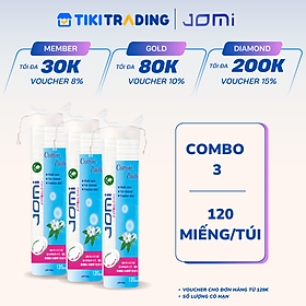 Combo 3 Bông Tẩy Trang Jomi (120 Miếng/Túi)
